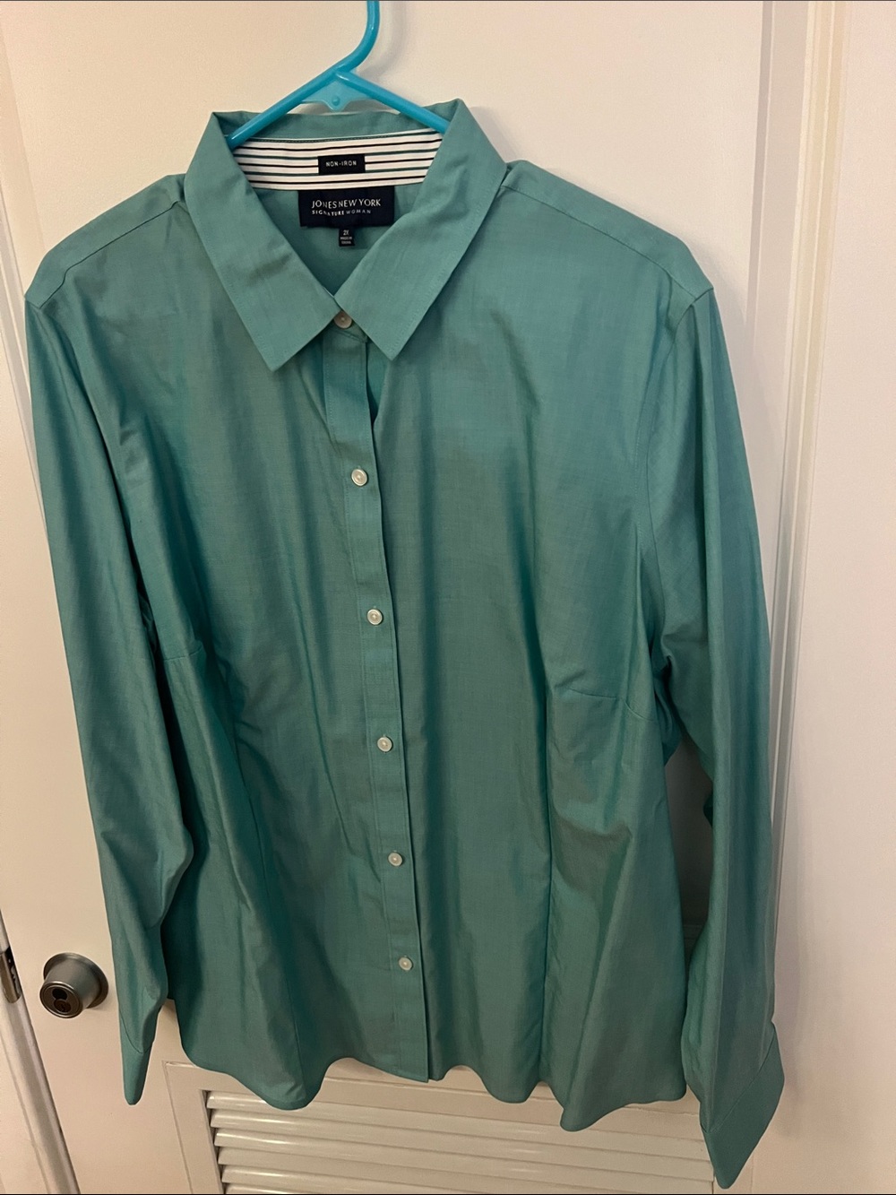 Jones New York Teal Long-Sleeve Button-Up Shirt
